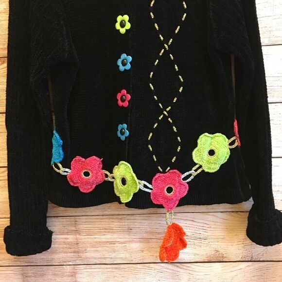 VINTAGE BEREK2 CHENILLE SWEATER IN BLACK‎ - Picture 3 of 7